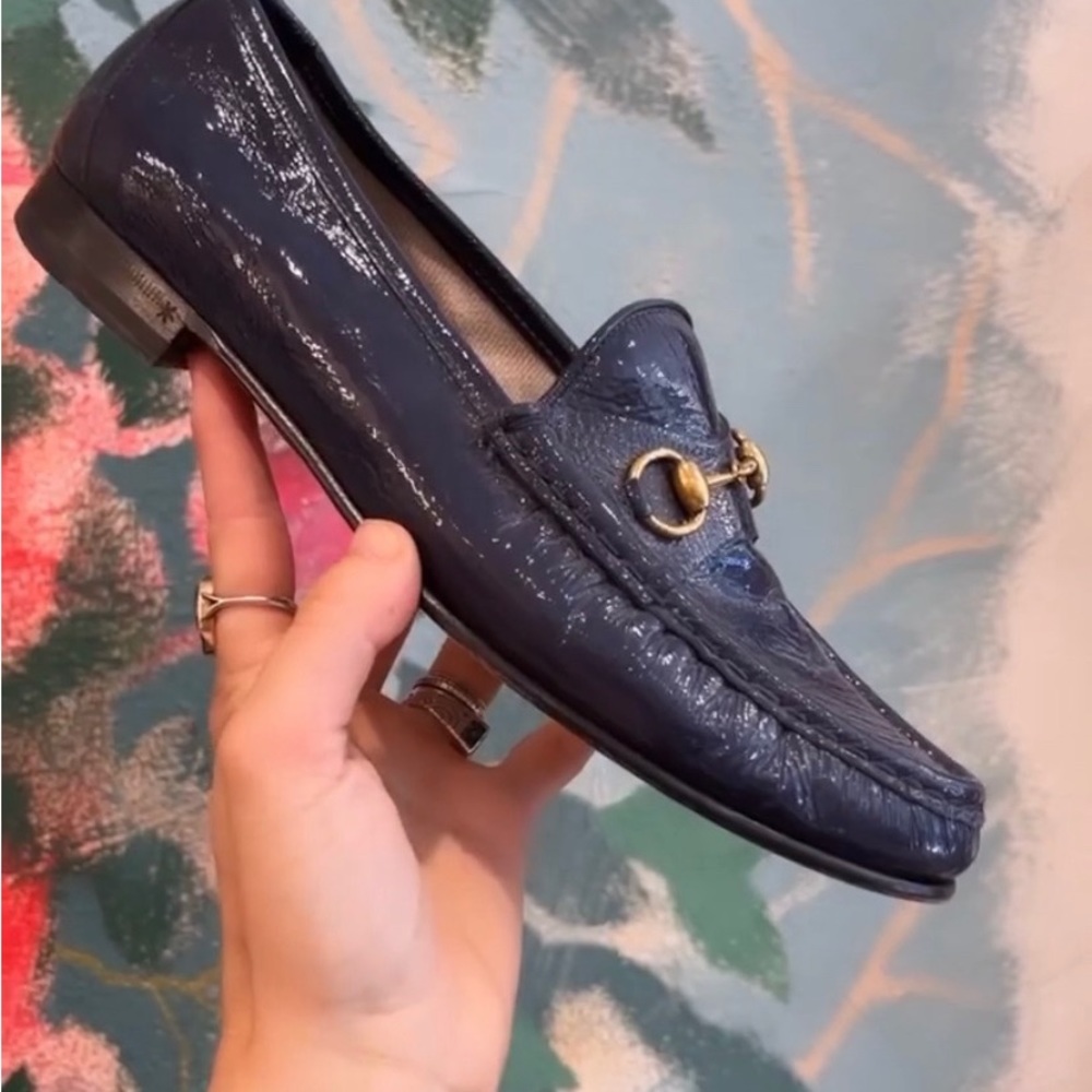 Navy Blue Gucci Patent Loafers!